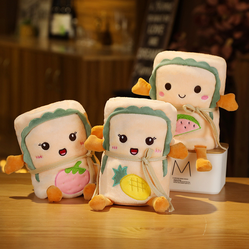 Cartoon Toast peluche oficina siesta pan franela pequeña manta aire acondicionado una sola manta de almacenamiento