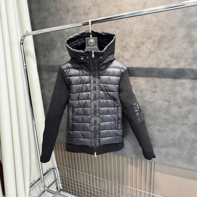 New European Style m Mengjia Knitted Patchwork Casual down Jacket for Men, White Duck Down, Warm, Stylish, Slim-Fit down Coat