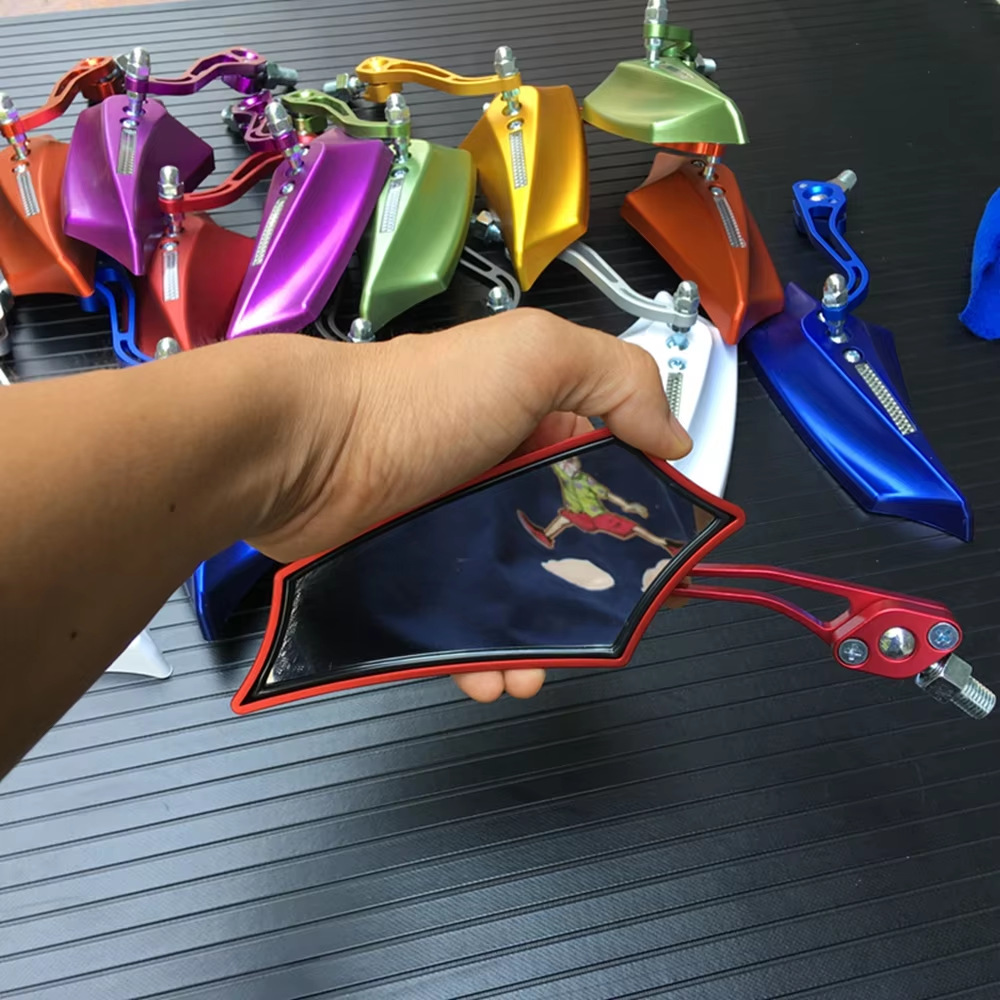 Modified aluminum alloy rod motorcycle rearview mirror 10MM 8MM universal electric vehicle side mirror