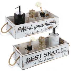 北欧木质收纳盒仿古浴室装饰盒双面化妆品收纳箱标志马桶顶箱盒