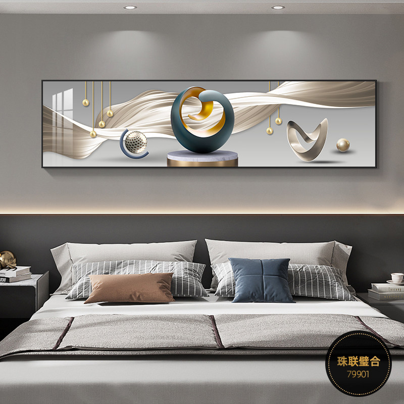 Decoración del dormitorio cuelga la cabeza de la cama pintura cálida Fu Lu sala de estar dormitorio principal pintura de pared de fondo mural de habitación moderna simple image 6