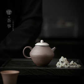 创意鎏银茶壶中式复古单壶球孔过滤泡茶器家用陶瓷手抓壶一件代发