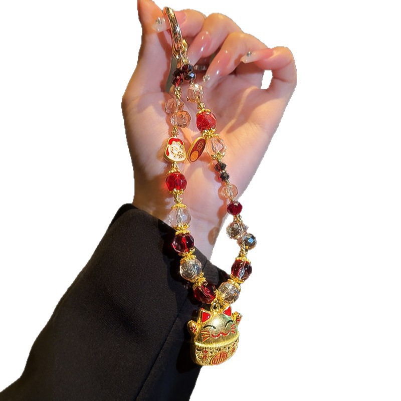 Zhaoqian gato colgante de Año Nuevo móvil cadena corta nueva bolsos de cristal de alto nivel chino colgante cadena de muñeca colgante chicas