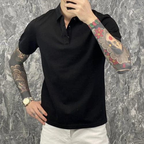 Trendy Instagram pure color casual short sleeve t-shirt for men large size loose fit versatile turnover collar POLO shirt cool stylish summer top clothing