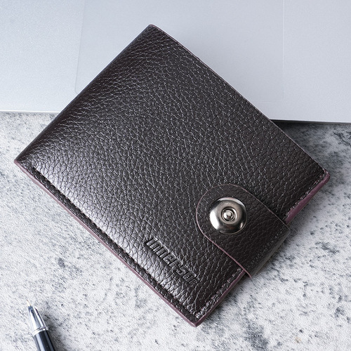 Magnetic buckle wallet short men's wallet men's zipper can hold driver's license men's wallet horizontal wallet