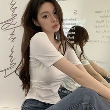 韩国东大门休闲女装纯欲风辣妹装百搭短袖T恤女上衣短款露脐显瘦