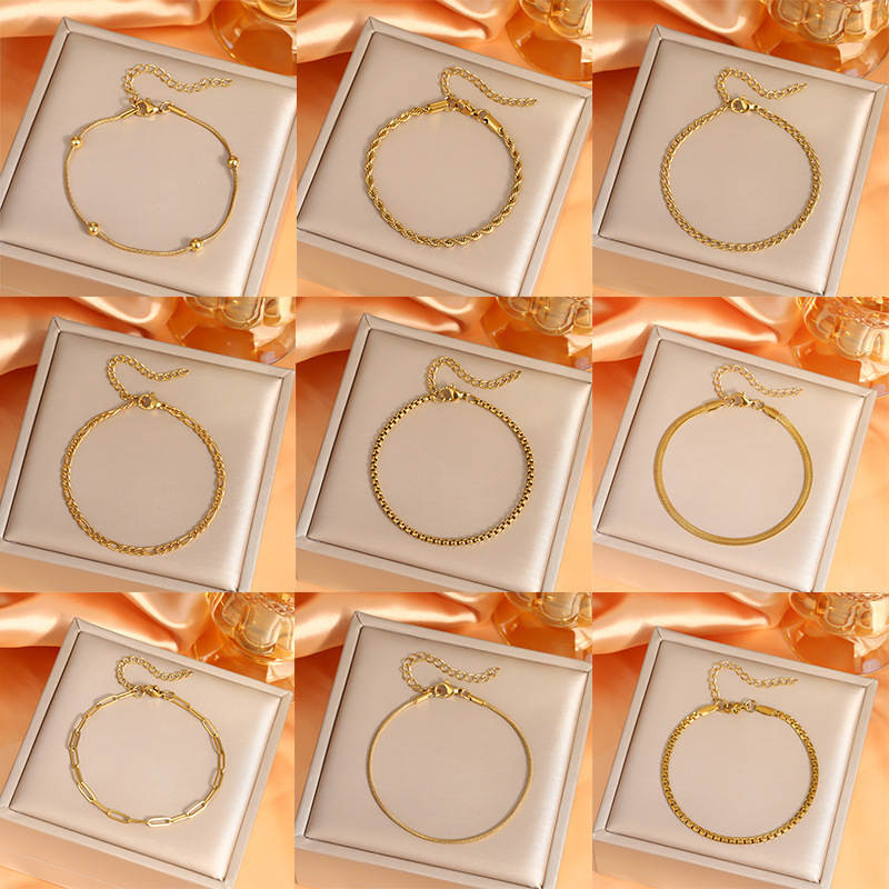 Popular Titanium Steel Bracelet for Women, Versatile Electroplated Non-Fading Gold Pigment Chain Snake Bone Bracelet Stainless Steel Bracelet