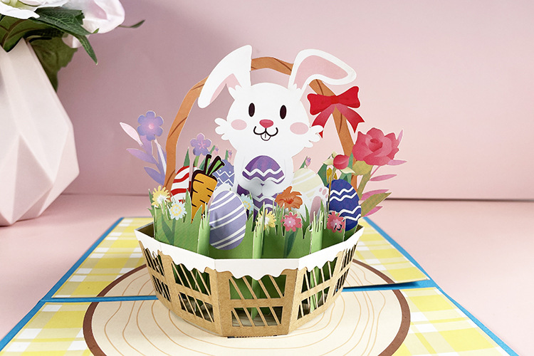 Ostern Süß Kaninchen Papier Festival Karte 1 Stück display picture 4