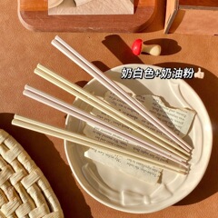 新型クリーム風合金箸高顔値滑り止めins風家庭用防かび耐高温一人箸