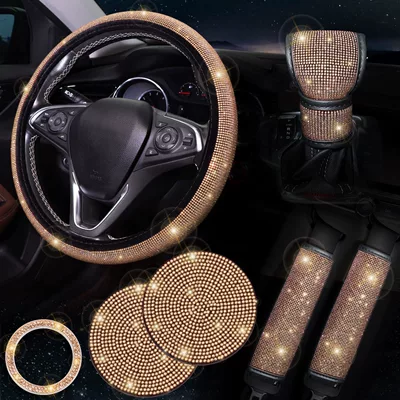 coaster cross-border multi-set combination, Steering wheel cover - champagne-38cm