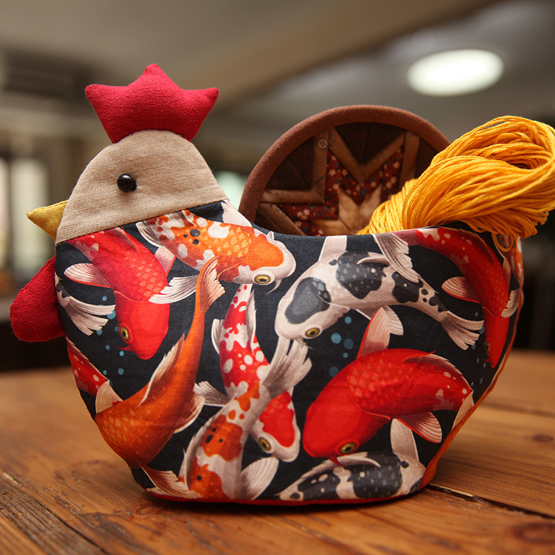 Patchwork DIY bordado material hecho a mano paquete impreso tela de algodón principiante almacenamiento cesta patchwork muñeca pollo