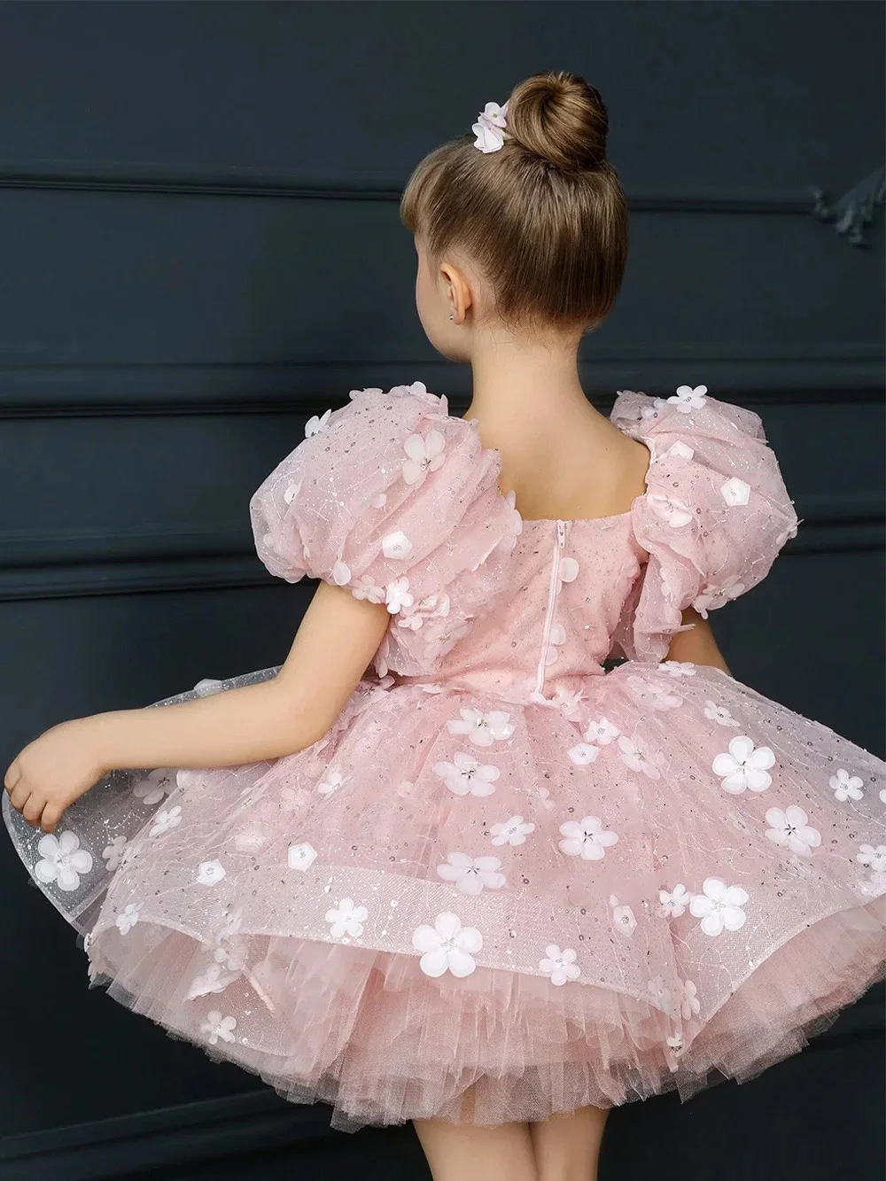 Robe de princesse rose tutu bouffante style français anniversaire_voghion.com