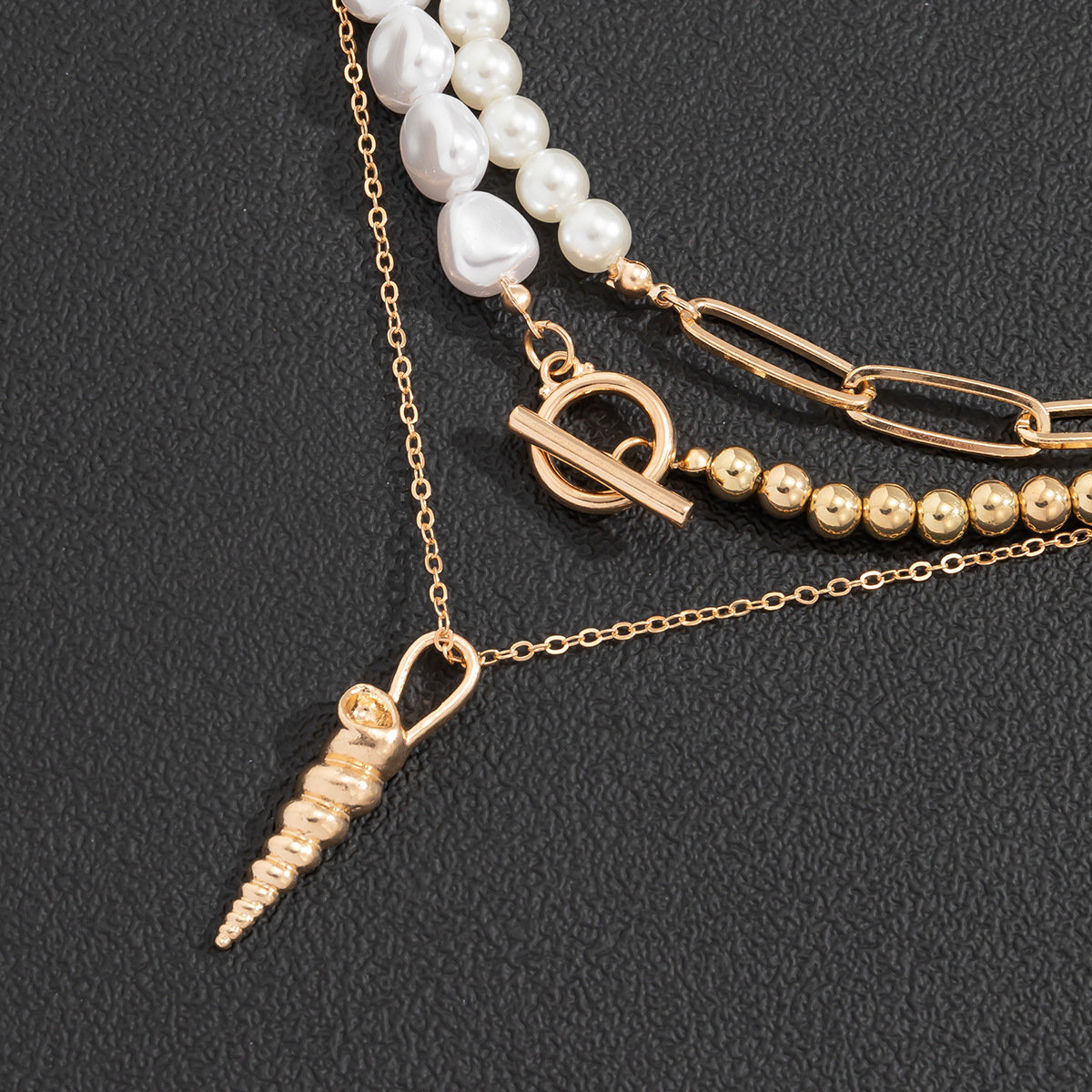 1 Piece Fashion Conch Alloy Pearl Plating Menu0027S Layered Necklaces