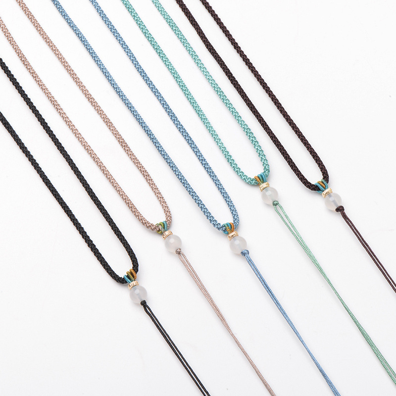 Adjustable White Agate Bead Accessories Necklace Lanyard Emerald Peiwen Play Beeswax Crystal Gold Jewelry Lanyard Adjustable White Agate Bead Accessories Necklace Lanyard Emerald Peiwen Play Beeswax Crystal Gold Jewelry Lanyard