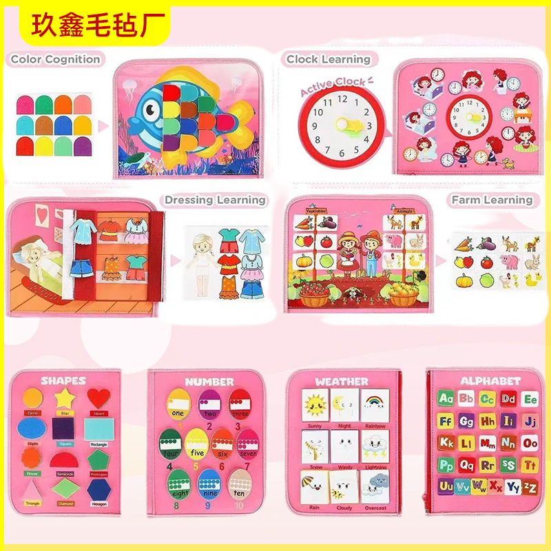 Cuadro infantil estereoscópico libro de fieltro manual de educación temprana juguetes de puzzle para bebés habilidades de vida ocupados regalos de libro ocupado