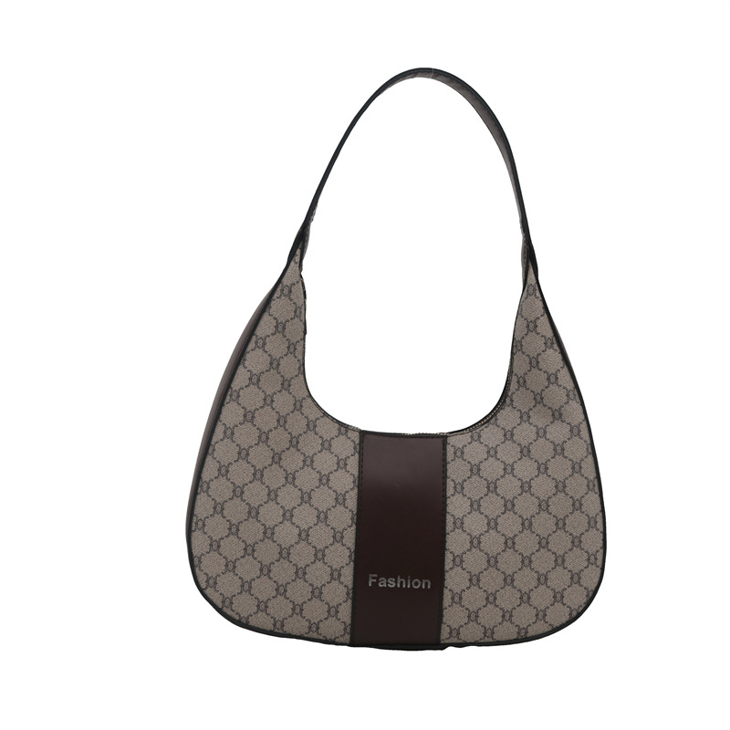 Arte y literatura color contrastante empalme viaje bolso de media luna portátil retro 2025 personalidad nueva moda braza de hombro bolso de mujer