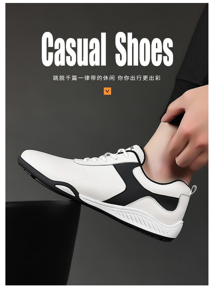 Giày sneaker nam da bò mặt mềm chống mài mòn, đế cao su gót thấp 1–3 cm, phối đồ dễ — PZ9872 màu trắng, PZ9872 màu đen chi tiết 4