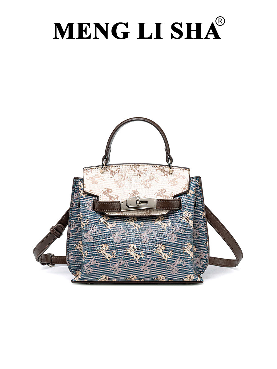 Túi đeo chéo Kelly nữ phong cách vintage họa tiết in cao cấp