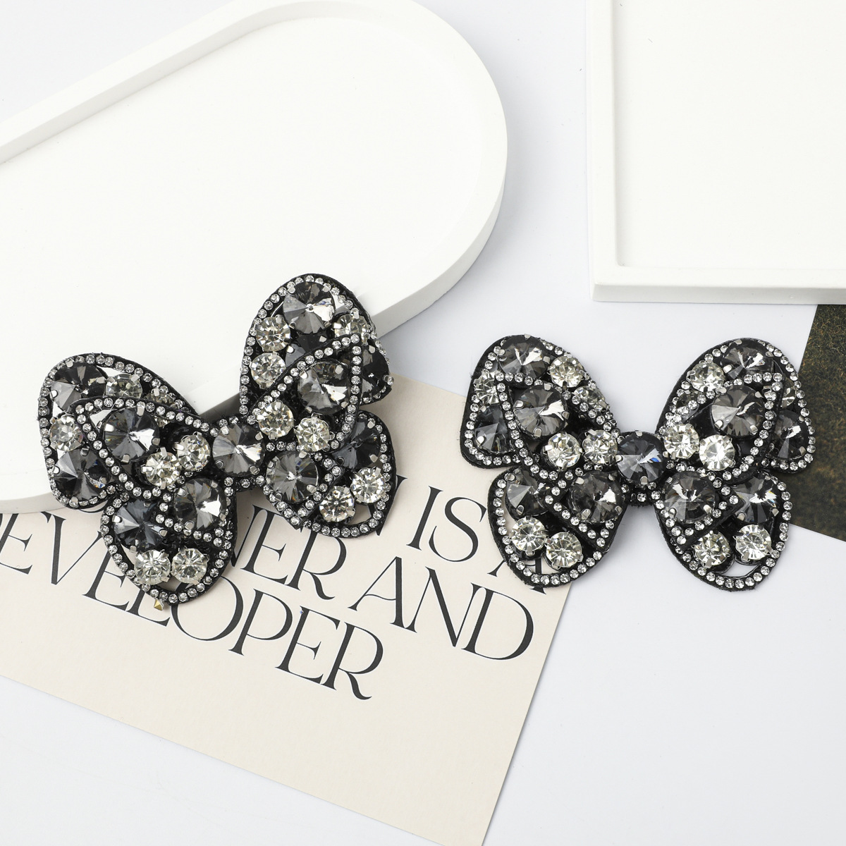 Glass diamond with bow, universal accessories, accessory, DIY