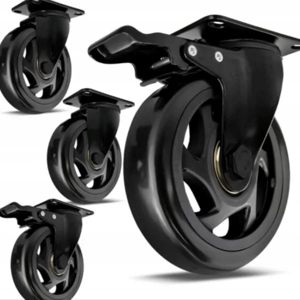 3inch Pvc Universal Wheels with Double Bearings and Brakes, All Black Casters, Amazon Wheels