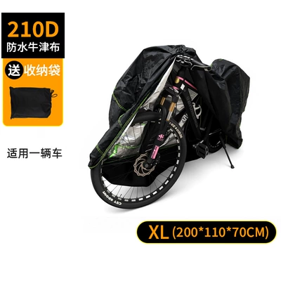 Bicycle cover 210D Oxford fabric silver-coated full coverage waterproof sun protection cover electric bike rain cover (Car clothing) - black-with-green-edges-xl-size-20011070cm