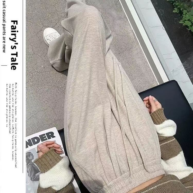 裤子女2025春秋冬季新款磨毛糯米裤小个子高腰休闲垂感直筒阔腿裤|undefined