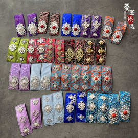 蒙古元素缎面发夹复古仿银饰品刘海边夹民族风对夹发饰乌力吉结新