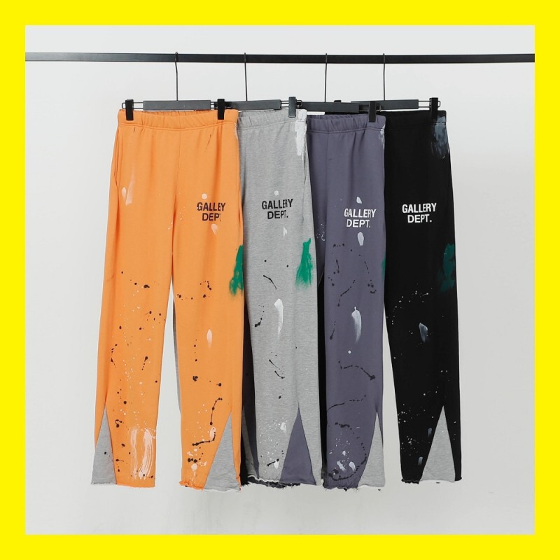 High Street Gallery Dept Long Pants with Ink Splash Graffiti, Unisex Straight-Leg Sports Casual Pants, Wrinkle-Free Pure Cotton