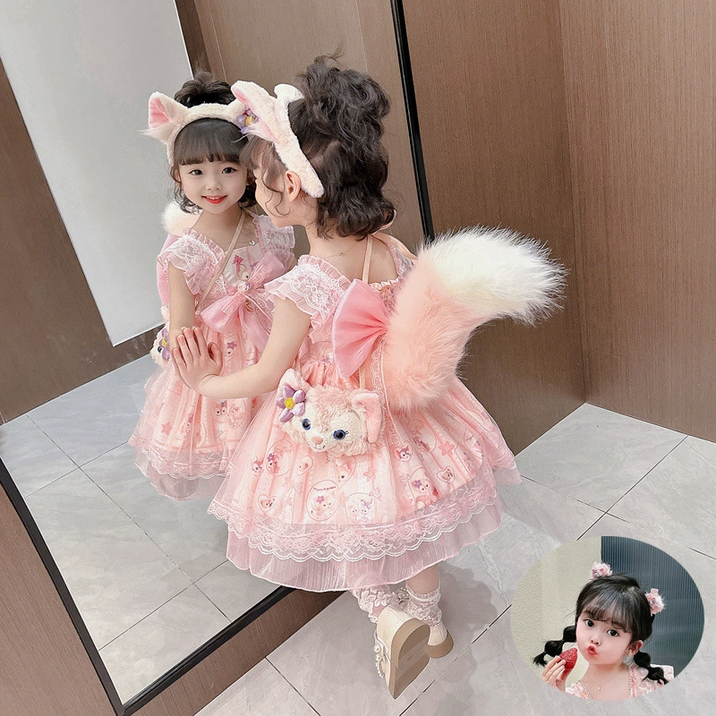 Children's summer small princess costume, short sleeve dress, girl's skirt, Lolita style, tutu skirt