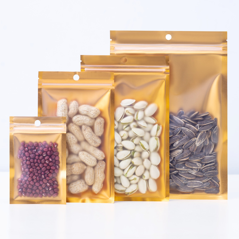 Aluminio mate interior oro yin y yang hueso bolsa alimentos ziplock bolsa tuerca snack sellado bolsa de embalaje en stock fábrica precio al por mayor