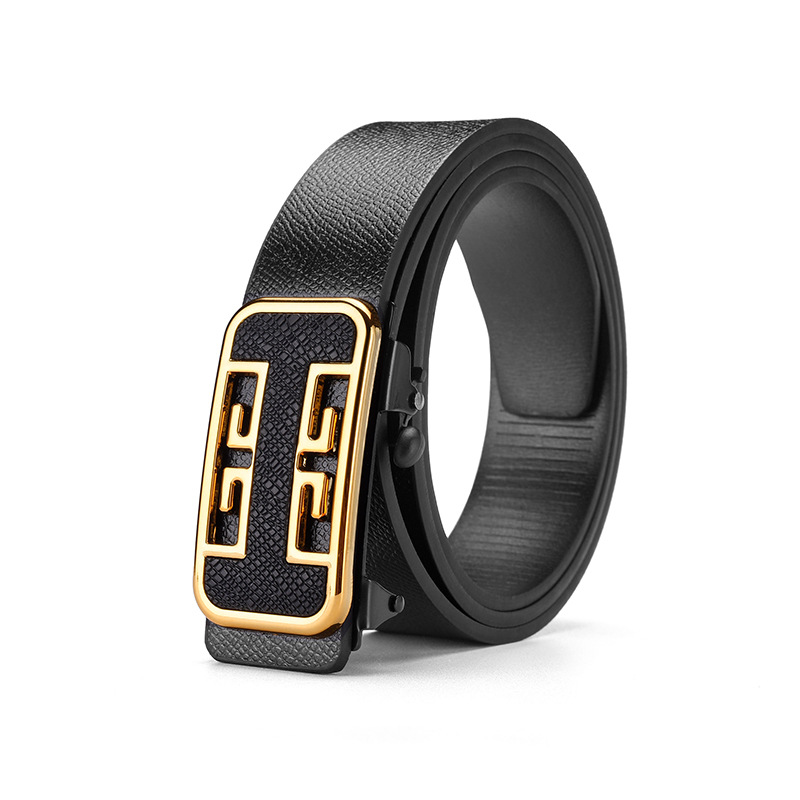 Fabricante de cinturón casual para hombres, venta directa de letras sin dientes, ropa interior automática, patrón de palma de moda, negocios simples