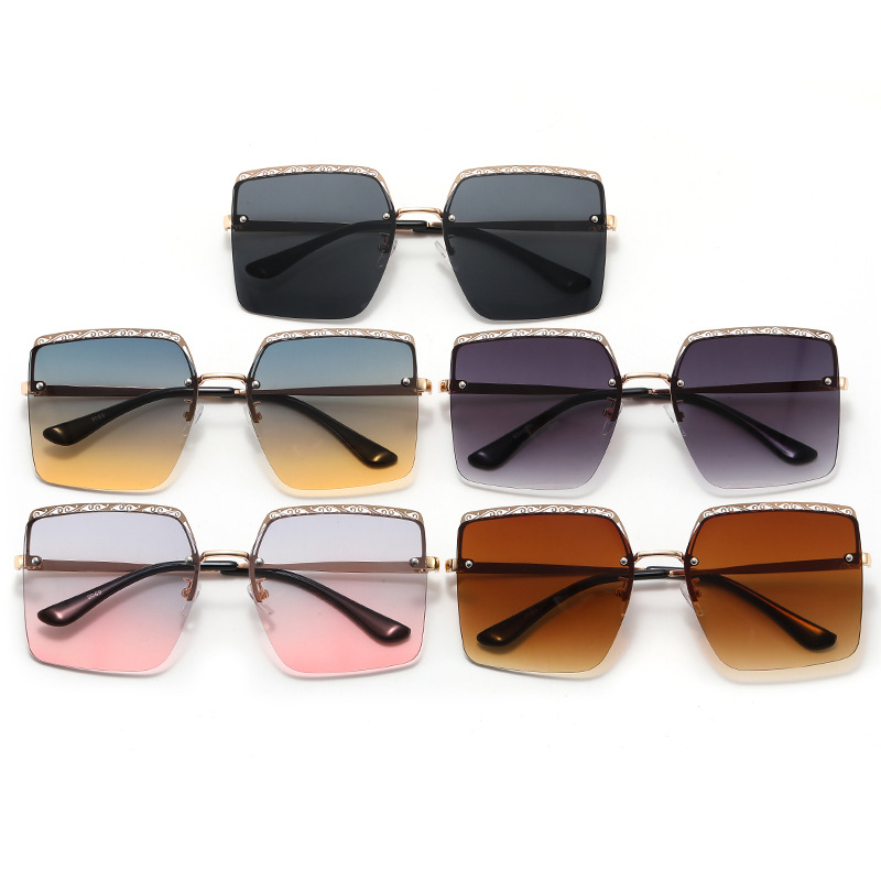 Primavera de fábrica nueva Europa y América transfronteriza Sun Festival frameless recort-out metal gafas de sol personalizadas