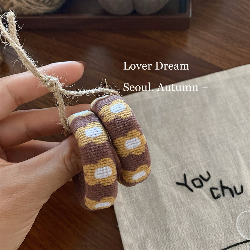 2个装韩国秋冬新款彩色花朵毛巾圈发圈 可爱高弹力头绳儿童发饰女|undefined