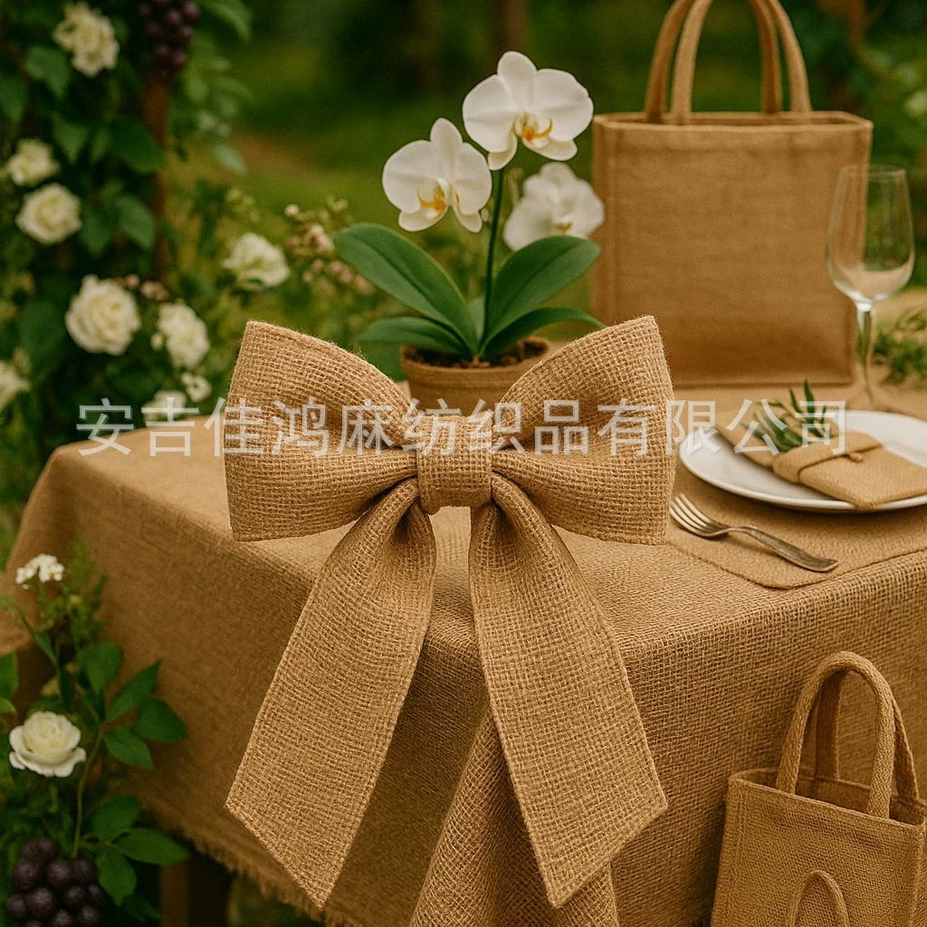 Изготовленный на заказ бантик из джута ручной работы, в ретро-пасторальном стиле, для свадебного и праздничного декора, большой размер