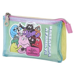 Japanese Style Baba Papa Cute Cartoon Zipper Stationery Bag Pvc Mesh Translucent Double-Layer Pencil Bag Cosmetic Bag for Women