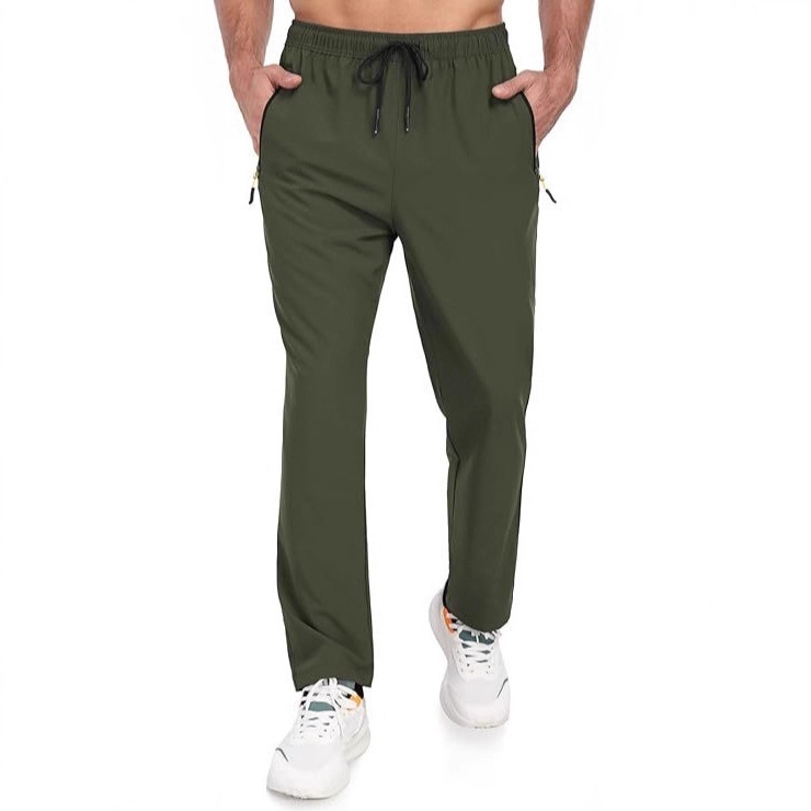 Men's Elastic Lightweight Jogger Pants Amazon Hot-Selling Zipper Pocket Sweatpants Wish Fitness Training Jogging Pants