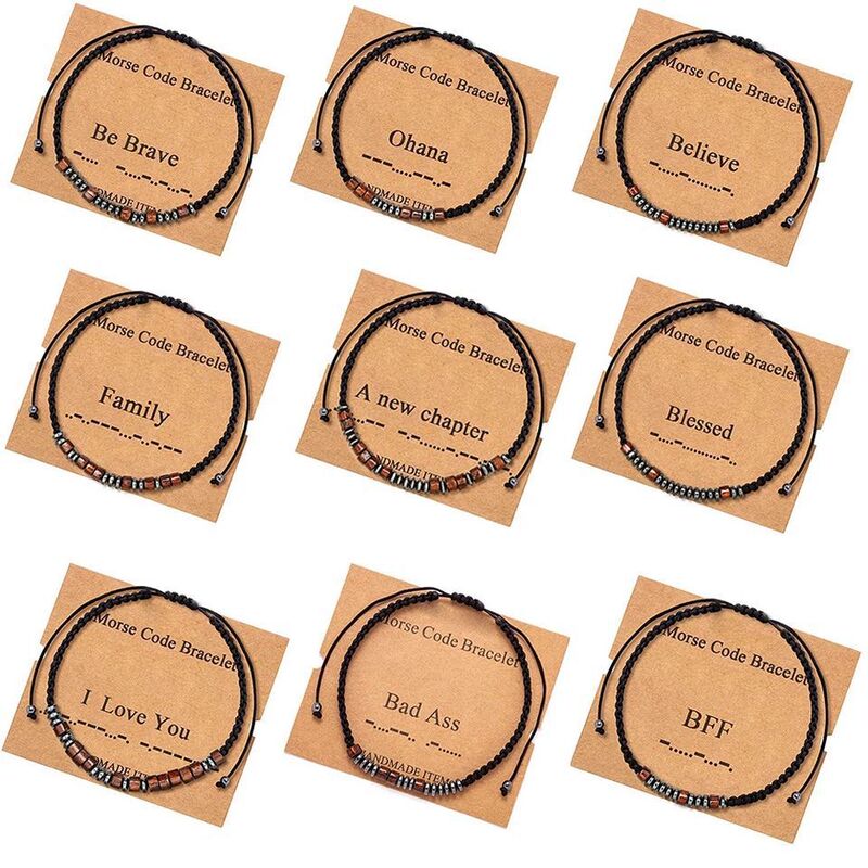 Cross-Border Hot-Selling Woven Bracelets Morse Code Alphabet and Number Couple Bracelets Morse Code Bracelets and Wristbands Cross-Border Hot-Selling Woven Bracelets Morse Code Alphabet and Number Couple Bracelets Morse Code Bracelets and Wristbands