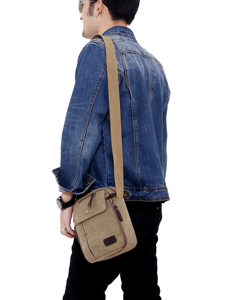 Bolso Cruzado de Lona para Hombre Lona Transpirable para Viajes y Diario image 5
