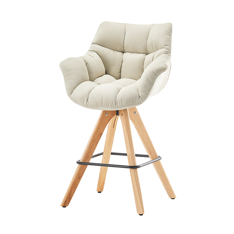 Silla de bar de estilo crema nórdica, silla de bar giratoria de lujo, silla de bar de alta calidad, taburete de recepción, silla de bar image 3
