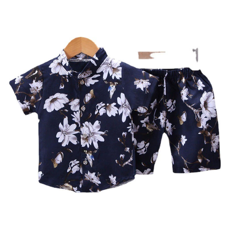 2021 летний детский костюм-рубашка с короткими рукавами, летняя одежда для мальчиков, модная детская одежда в западном стиле, модная трансграничная детская одежда из двух предметов