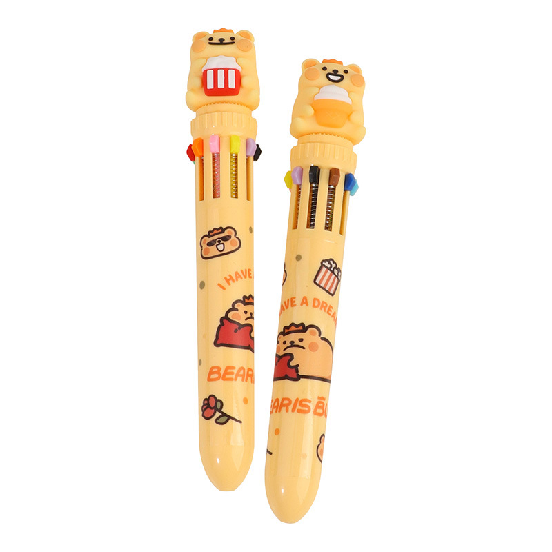 KUKI KOKI osos pequeños bolígrafo multicolor auténtico en un corazón de niña dibujos animados creativos bolígrafo estudiantil