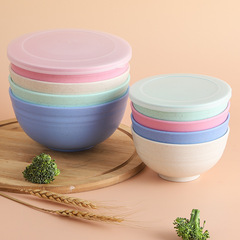Small, medium, and large-sized wheat straw preservation bowls with anti-slip features, sealed lids, for home use, ideal for refrigerated storage