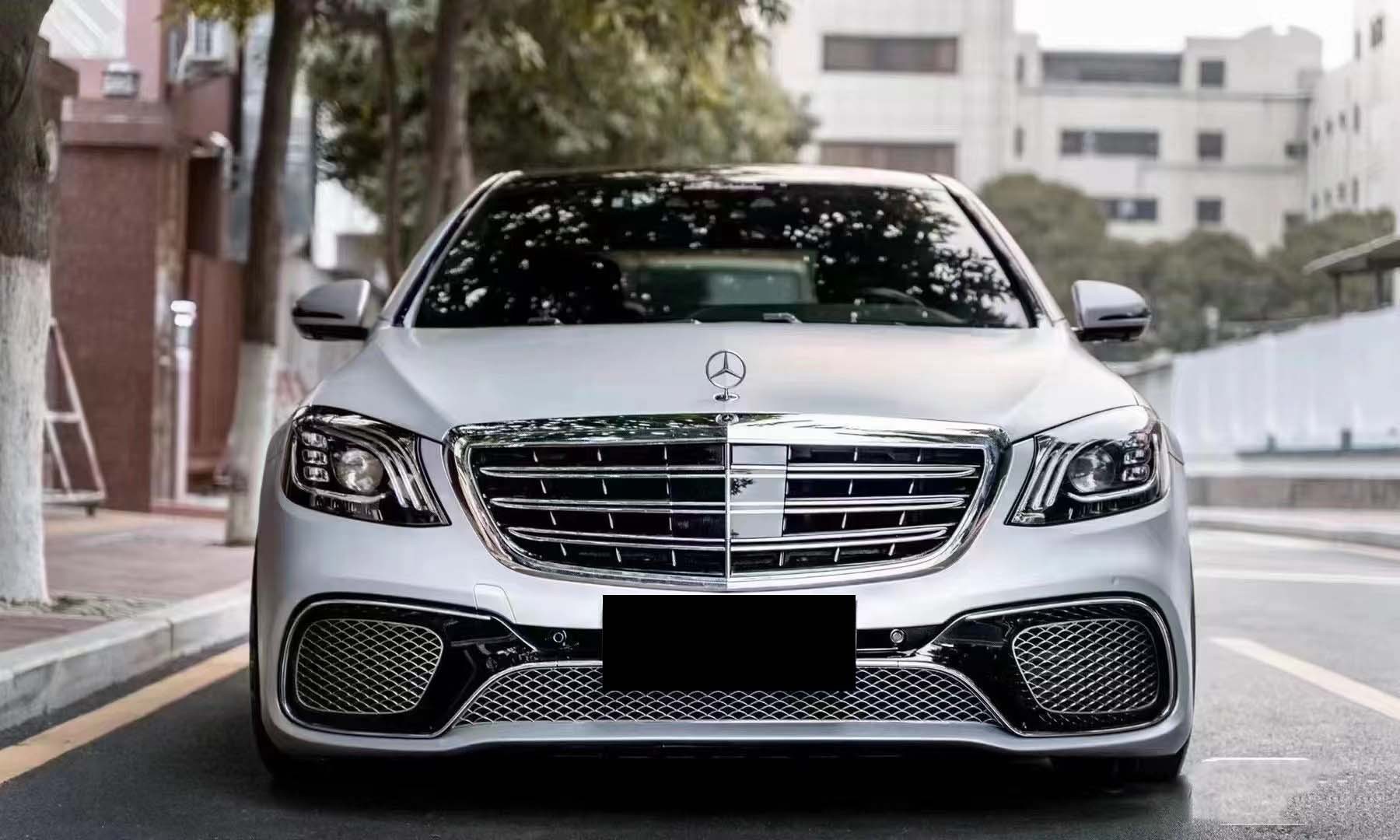 Suitable for 18-20 Model Mercedes-Benz S-Class W222 Late-Model Versions, Modified S63/S65Amg Body Kit, Front and Rear Bumper Grille Set