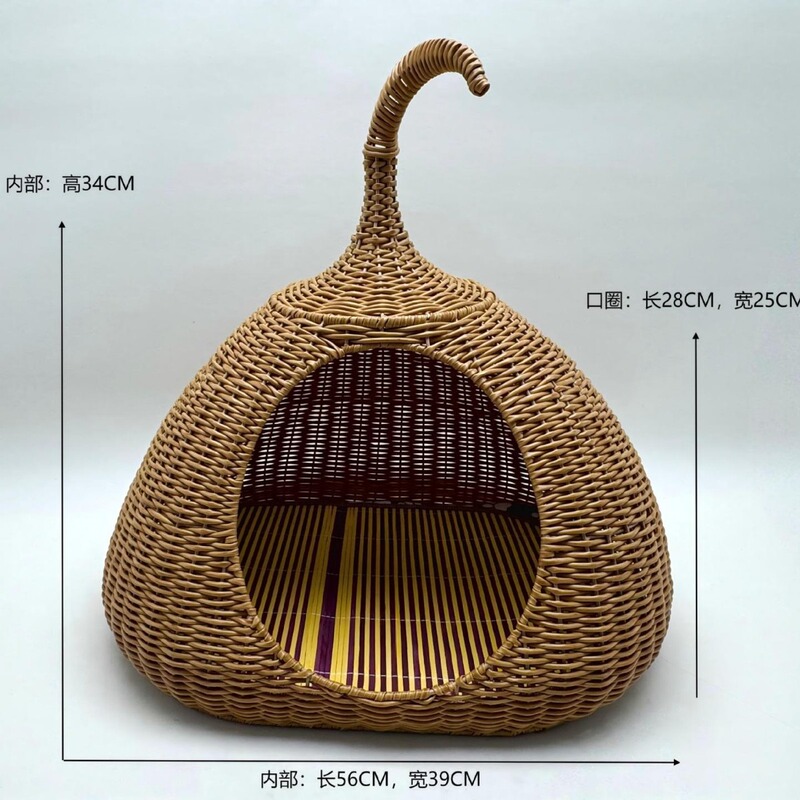 可水洗编织猫窝四季通用半封闭式猫咪夏季宠物窝透气藤编猫咪窝|undefined