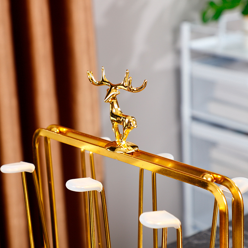 輕奢麋鹿瀝水杯架倒掛家用玻璃杯水杯架子廚房客廳茶杯收納置物架