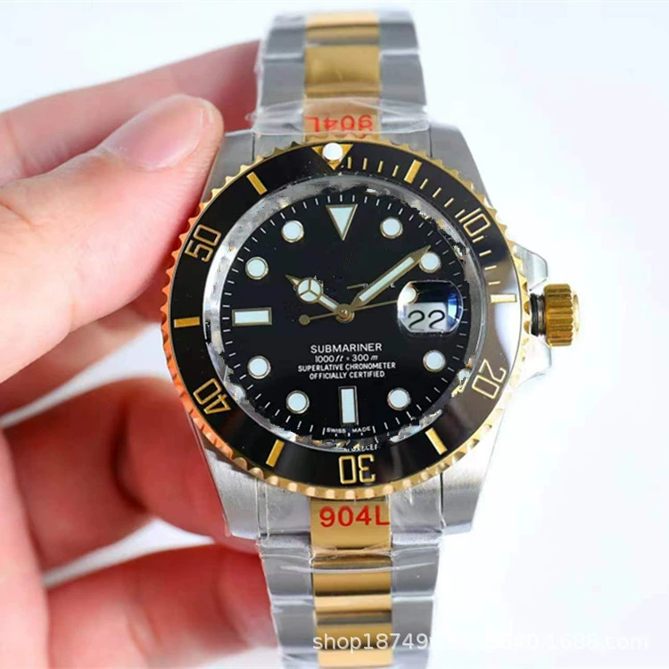 Керамическое кольцо N Factory Green Water Ghost Watch Мужские полностью автоматические механические часы Black Water Ghost Мужские часы Водонепроницаемые светящиеся часы