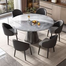 天然微晶石可伸缩旋转餐桌家用意式轻奢圆桌可折叠圆形小户型厂家