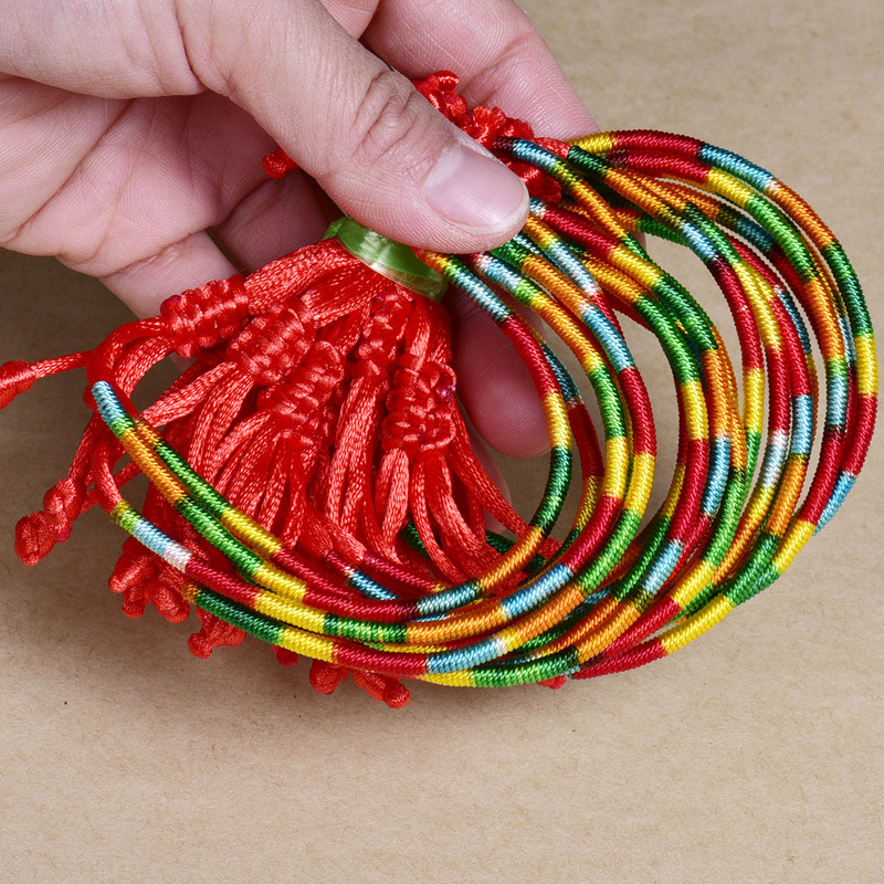Hand-Woven Colorful Rope Bracelet Dragon Boat Festival Red Rope Male and Female Couple's Zodiac Year Winding Bamboo Bracelet