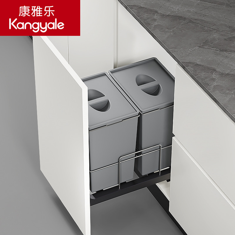 Kitchen Embedded Trash Can Sink Built-In Hidden Dry and Wet Separation Trash Can Kitchen and Bathroom Trash Can with Lid