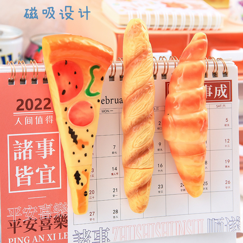 Pizza creativa bolígrafo realista pastoral bolsa de cuerno forma refrigerador pegatina arte pluma estudiante regalo papelería al por mayor